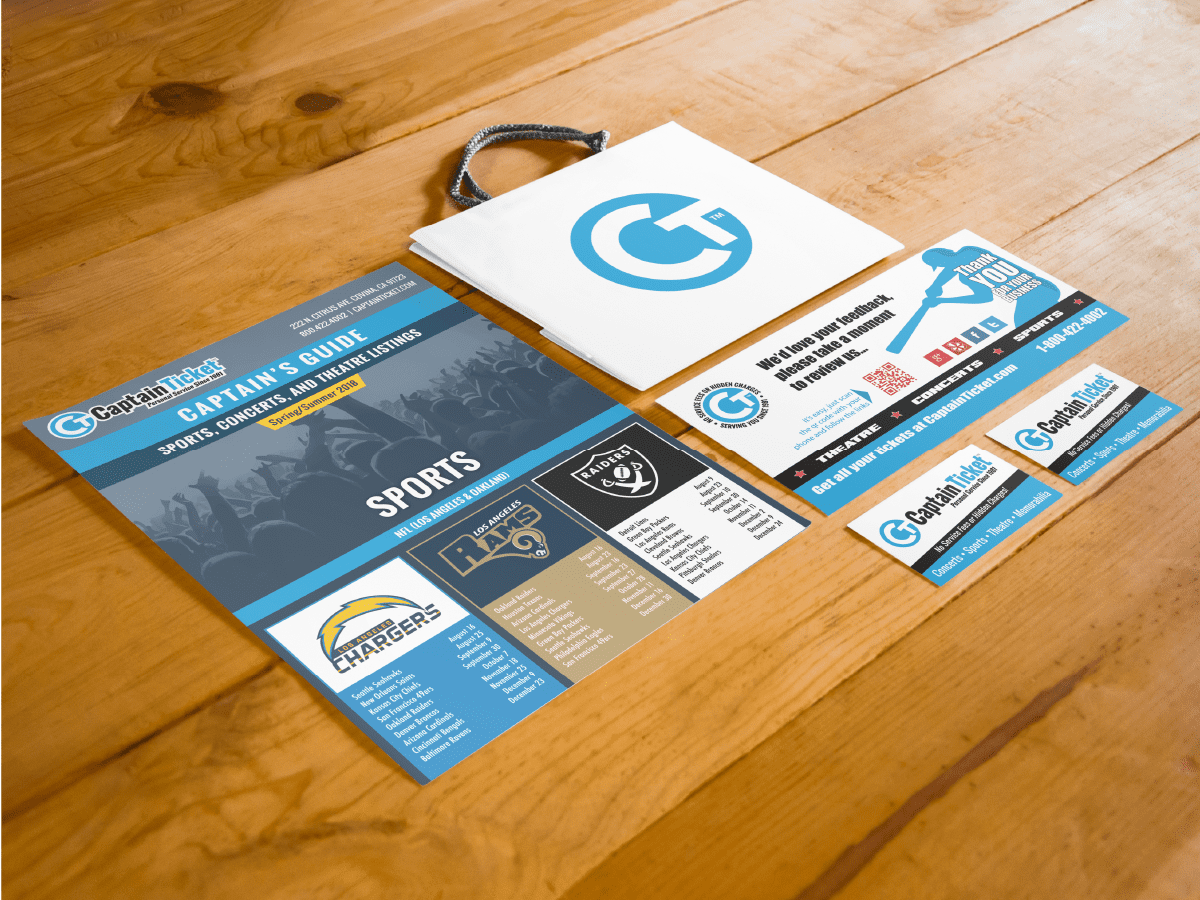 Branding Mockup Captain Ticket Branding Package: Flyer, Gift Bags, Review Cards, Business Cards